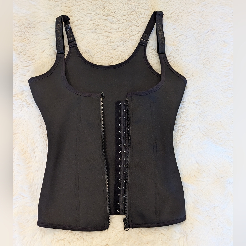 Nebility Women Waist Trainer Corset Zipper Vest Body Cincher Adjustable Black